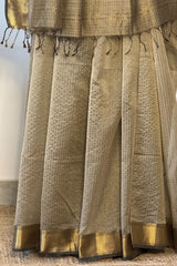 Majestic Gray Broad zari checks Saree