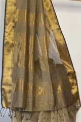 Majestic Gray Broad zari checks Saree