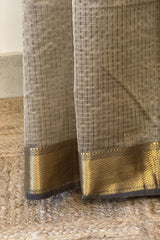 Majestic Gray Broad zari checks Saree