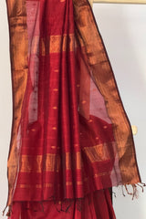 Opulent Maroon Copper Zari Saree