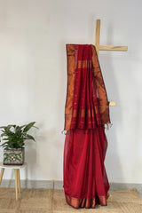 Opulent Maroon Copper Zari Saree