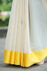 Cream Damru Pallu Maheshwari Saree
