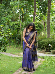 Divine Aura Violet Maheshwari Silk Saree with Tissue Heavy Pallu