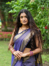 Divine Aura Violet Maheshwari Silk Saree with Tissue Heavy Pallu