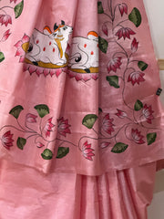 Pink Pichwai Hand-painted Saree