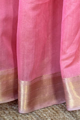 Ethereal Baby Pink Maheshwari Silk Saree with Tissue Stripes