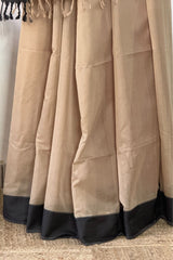 Rhythmic Elegance Beige Maheshwari Silk Saree with Damru Pallu