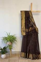 Imperial Coca Cola Maheshwari Silk Saree with Heavy Border & Phool Booti