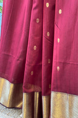 Regal Grace Maroon Maheshwari Silk Saree with Heavy Border & Phool Booti