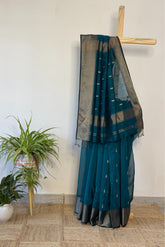 Mystique Peacock Maheshwari Silk Saree with Paat Booti Motifs