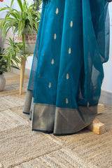 Mystique Peacock Maheshwari Silk Saree with Paat Booti Motifs