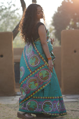 Majestic Green Kosa Silk Saree with Madhubani Fish Motifs