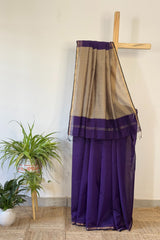 Majestic Navy Kosa Pallu Piping Saree