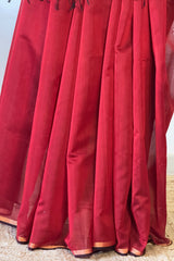 Exquisite Red Kosa Pallu Piping Saree