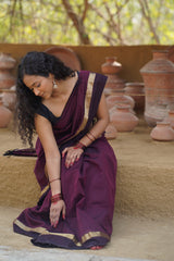 Elegant Burgandy Resham Patta Zari Saree