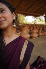 Elegant Burgandy Resham Patta Zari Saree