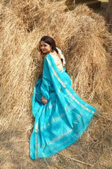 Graceful Light Blue Resham Patta Zari Saree