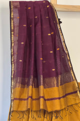 Timeless Wine + Gold On Yellow Star Booti Saree