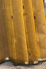 Timeless Wine + Gold On Yellow Star Booti Saree