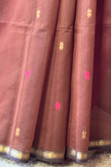 Charming Pink +Brown Star Booti Saree