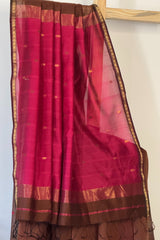 Charming Pink +Brown Star Booti Saree