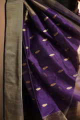 Violet Paat Booti Maheshwari Saree