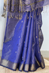 Divine Aura Purple Maheshwari Silk Saree with Tissue Heavy Pallu