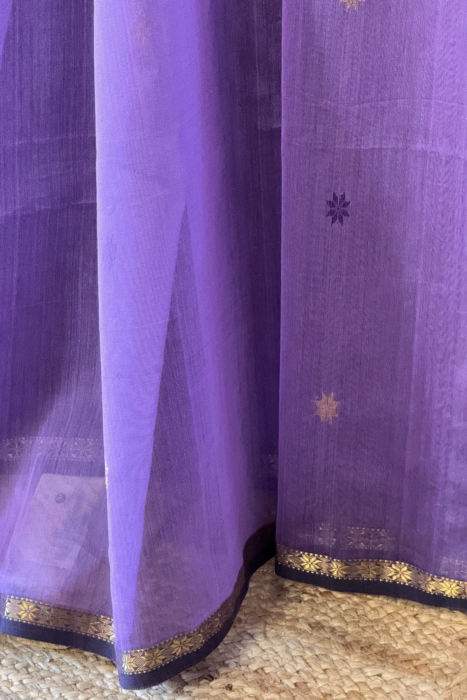 Opulent Violet +Lilac Star Booti  Saree